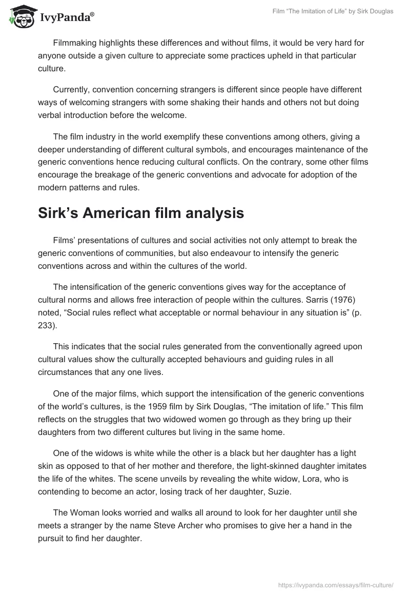 Film “The Imitation of Life” by Sirk Douglas. Page 2
