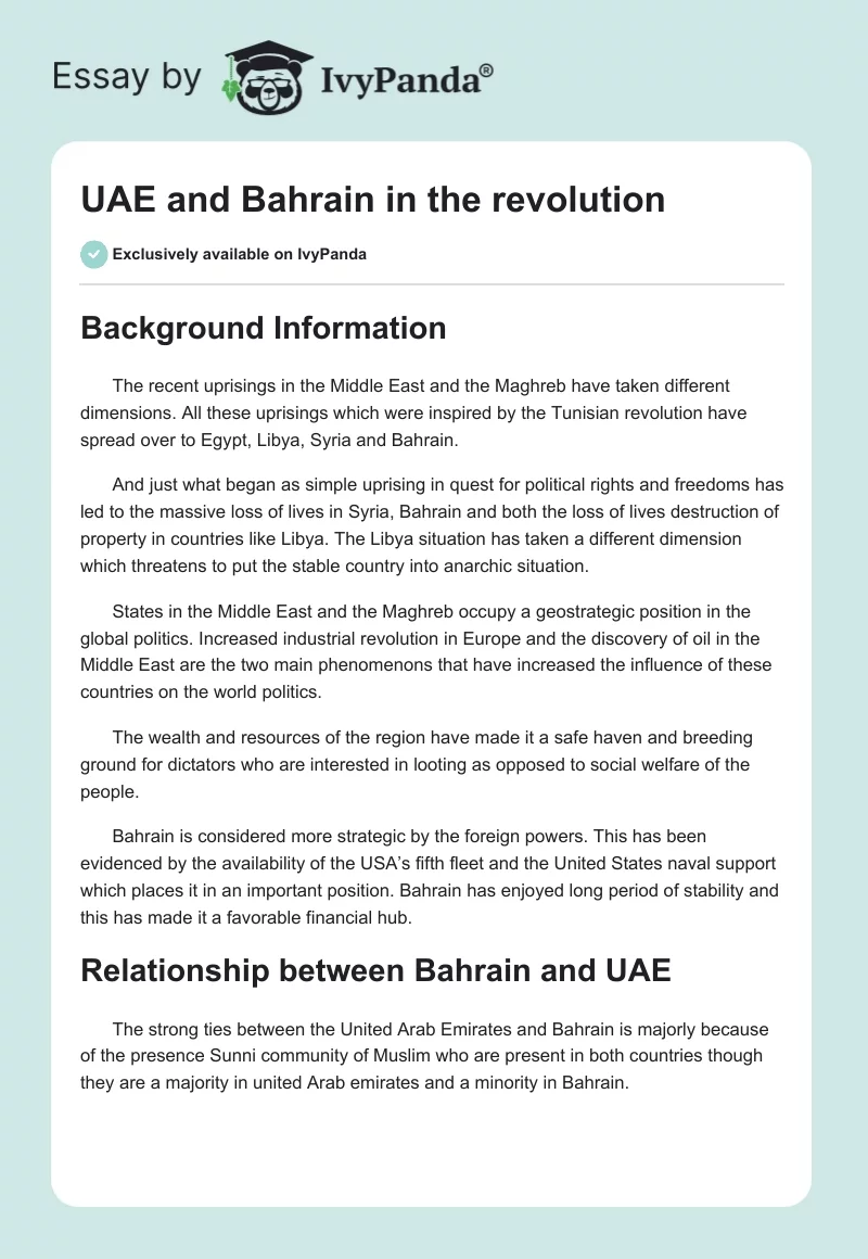 UAE and Bahrain in the revolution. Page 1