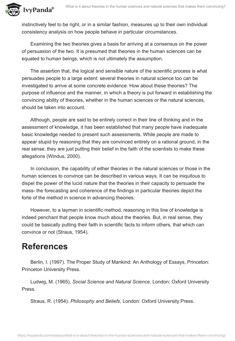 What is it about theories in the human sciences and natural sciences that makes them convincing?. Page 4