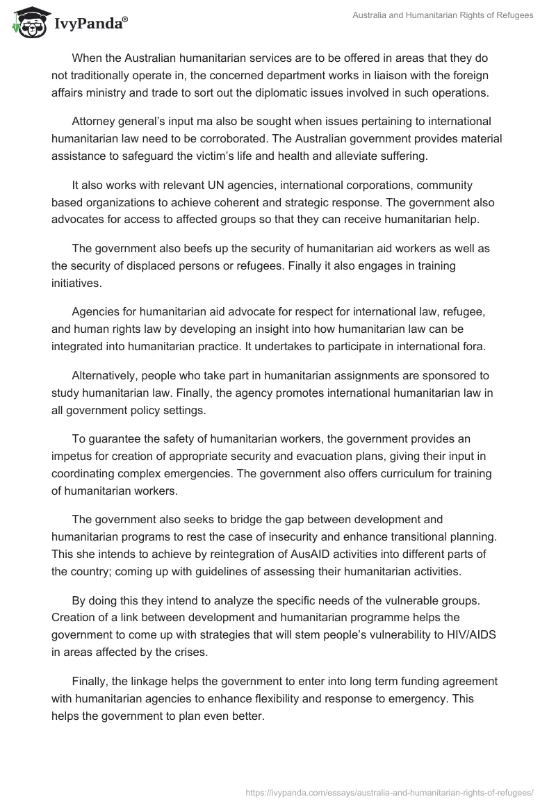 Australia and Humanitarian Rights of Refugees. Page 4