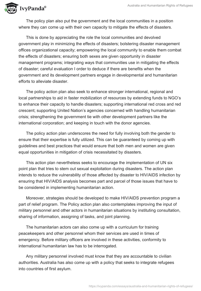 Australia and Humanitarian Rights of Refugees. Page 5