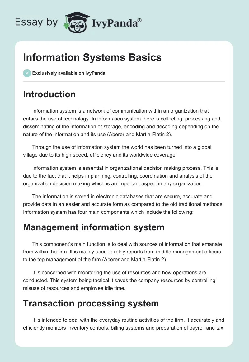 Information Systems Basics. Page 1