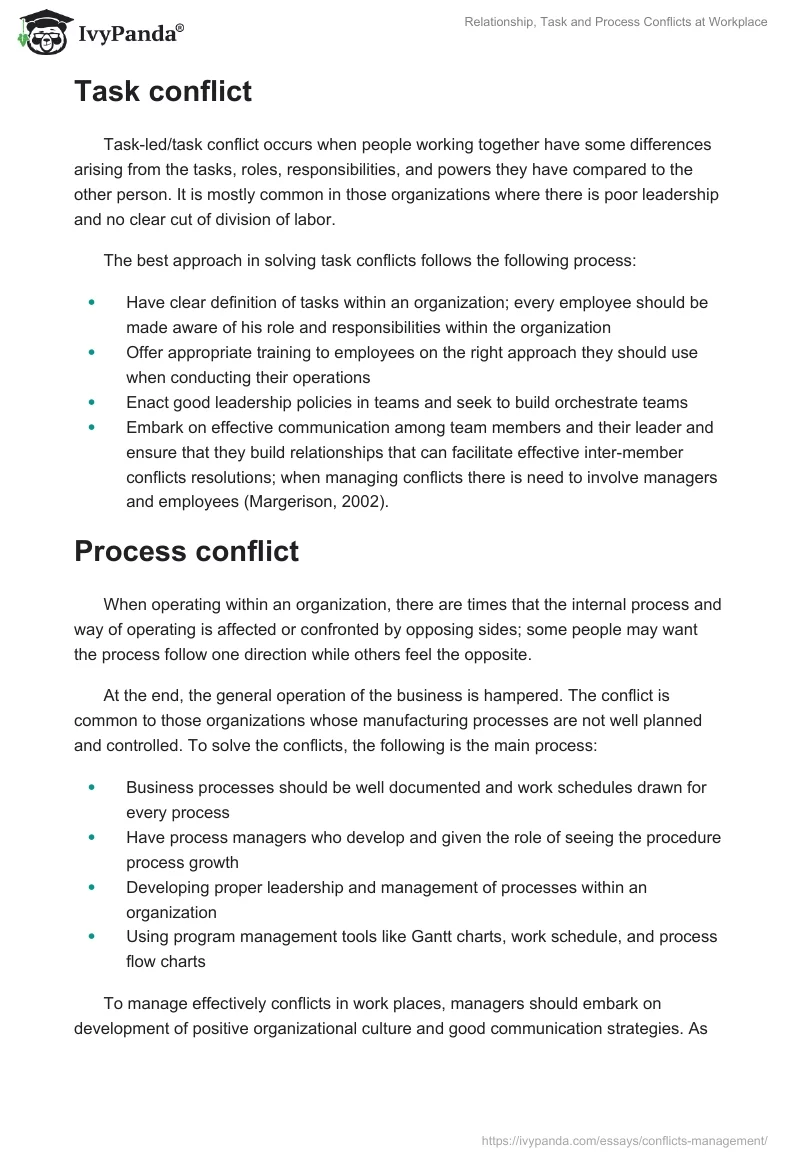 Relationship, Task and Process Conflicts at Workplace. Page 2