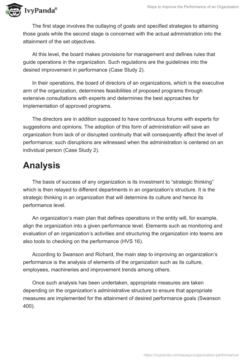 Ways to Improve the Performance of an Organization. Page 2