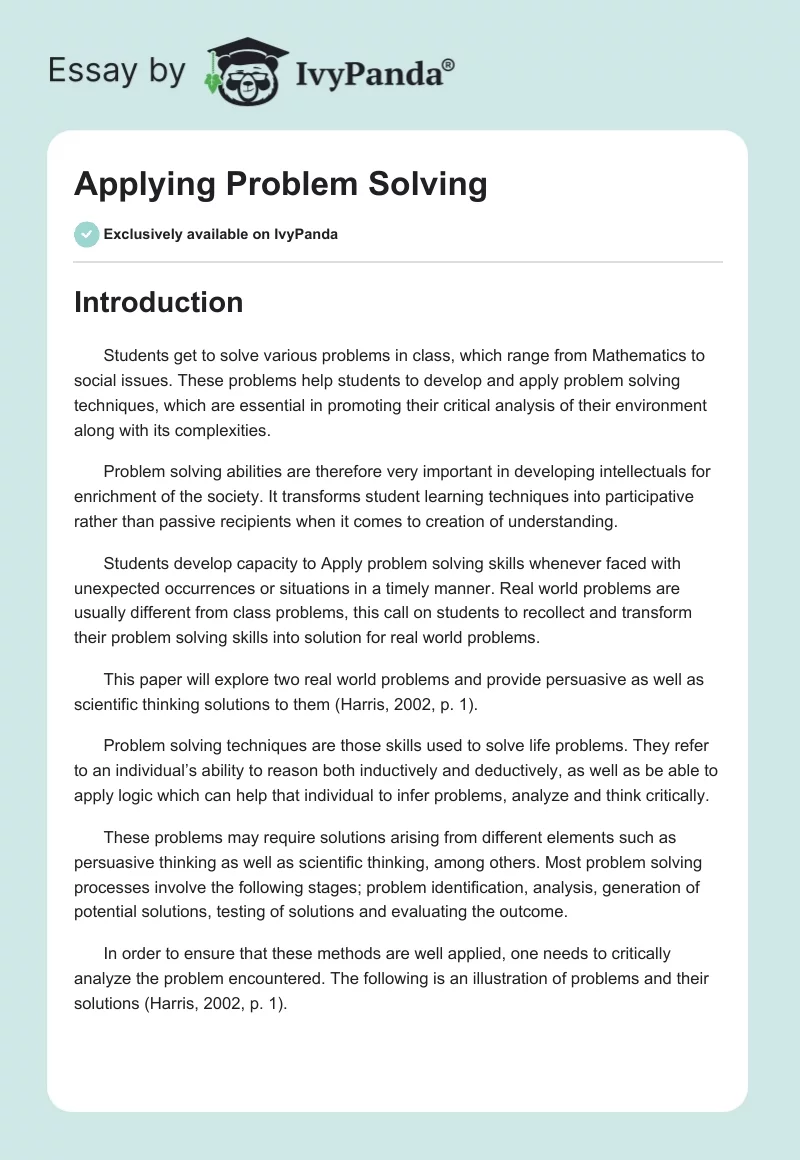 Applying Problem Solving. Page 1