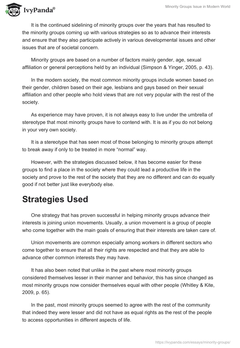 Minority Groups Issue in Modern World. Page 2