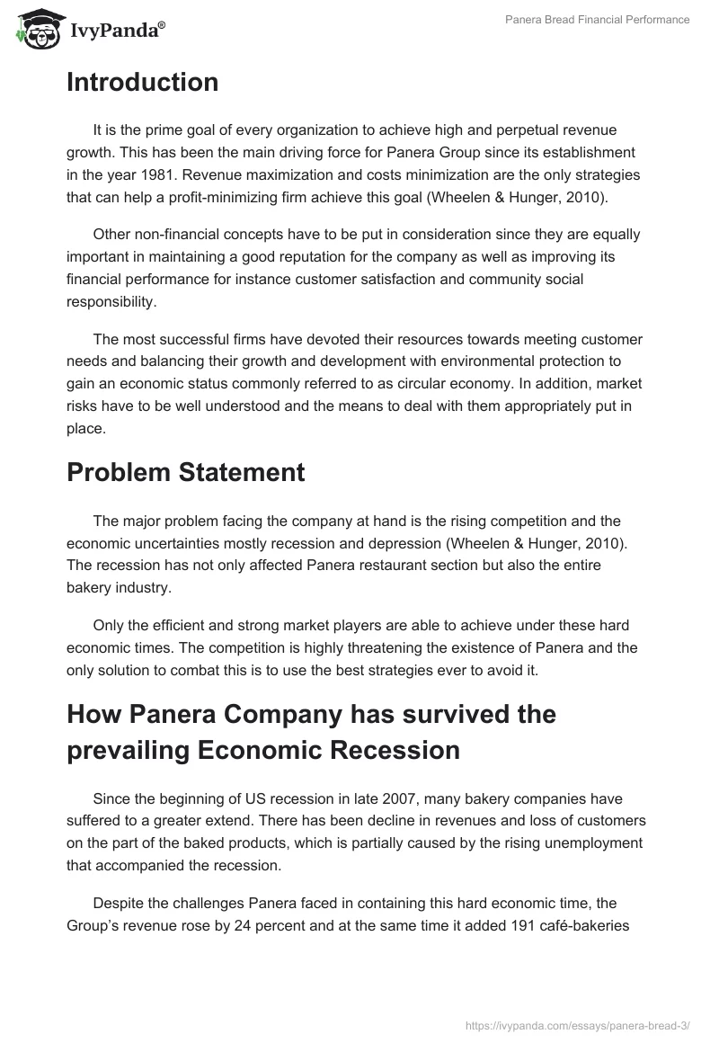 Panera Bread Financial Performance. Page 2