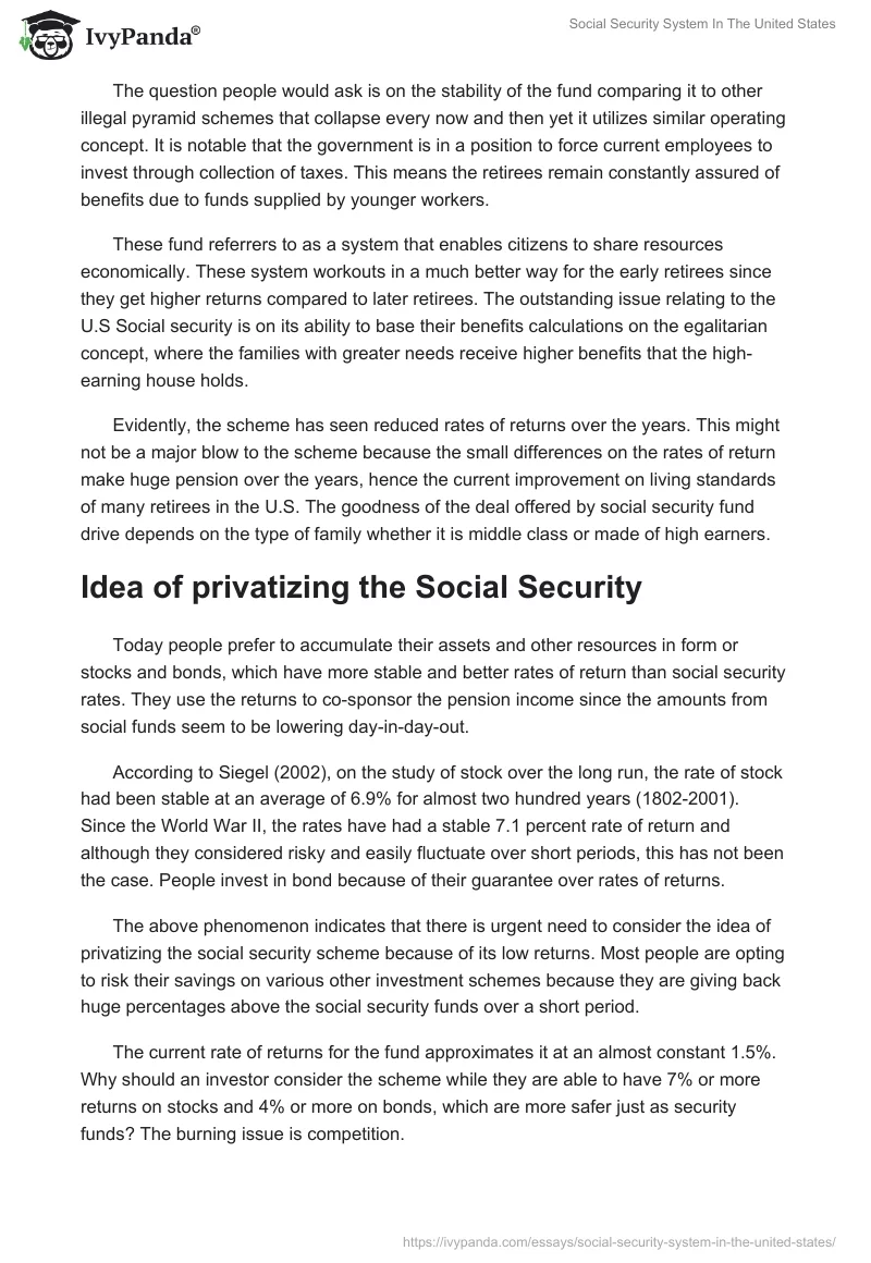 Social Security System In The United States. Page 2