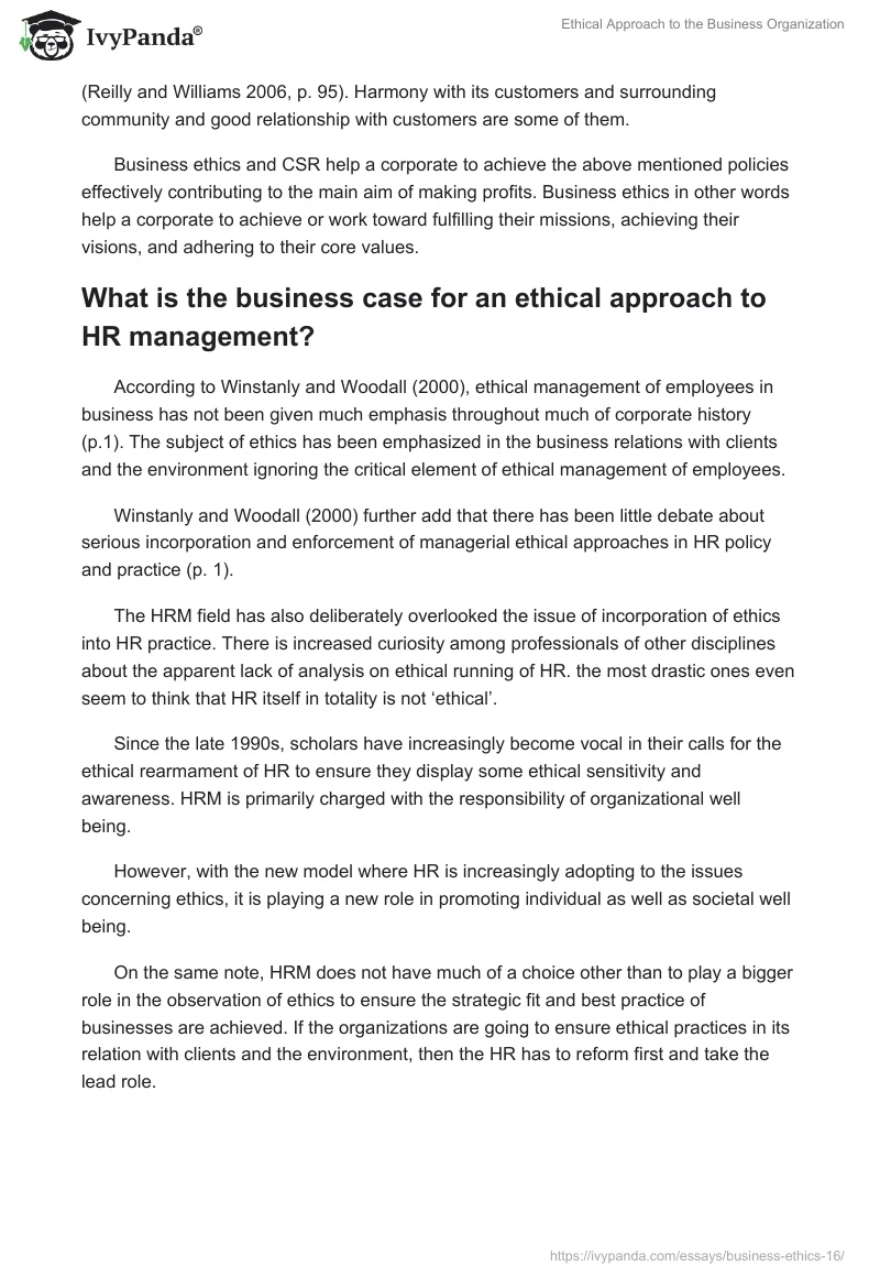 Ethical Approach to the Business Organization. Page 2