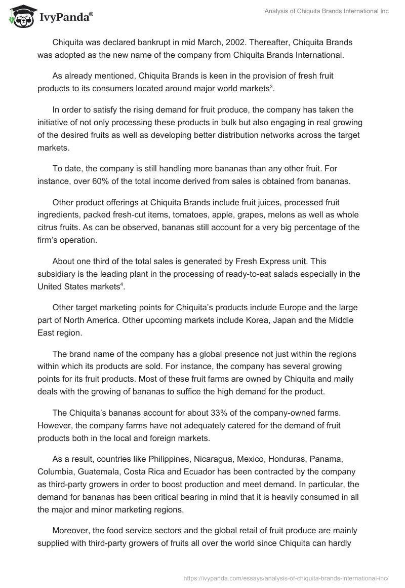 Analysis of Chiquita Brands International Inc.. Page 2