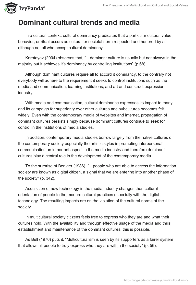 The Phenomena of Multiculturalism: Cultural and Social Values. Page 2