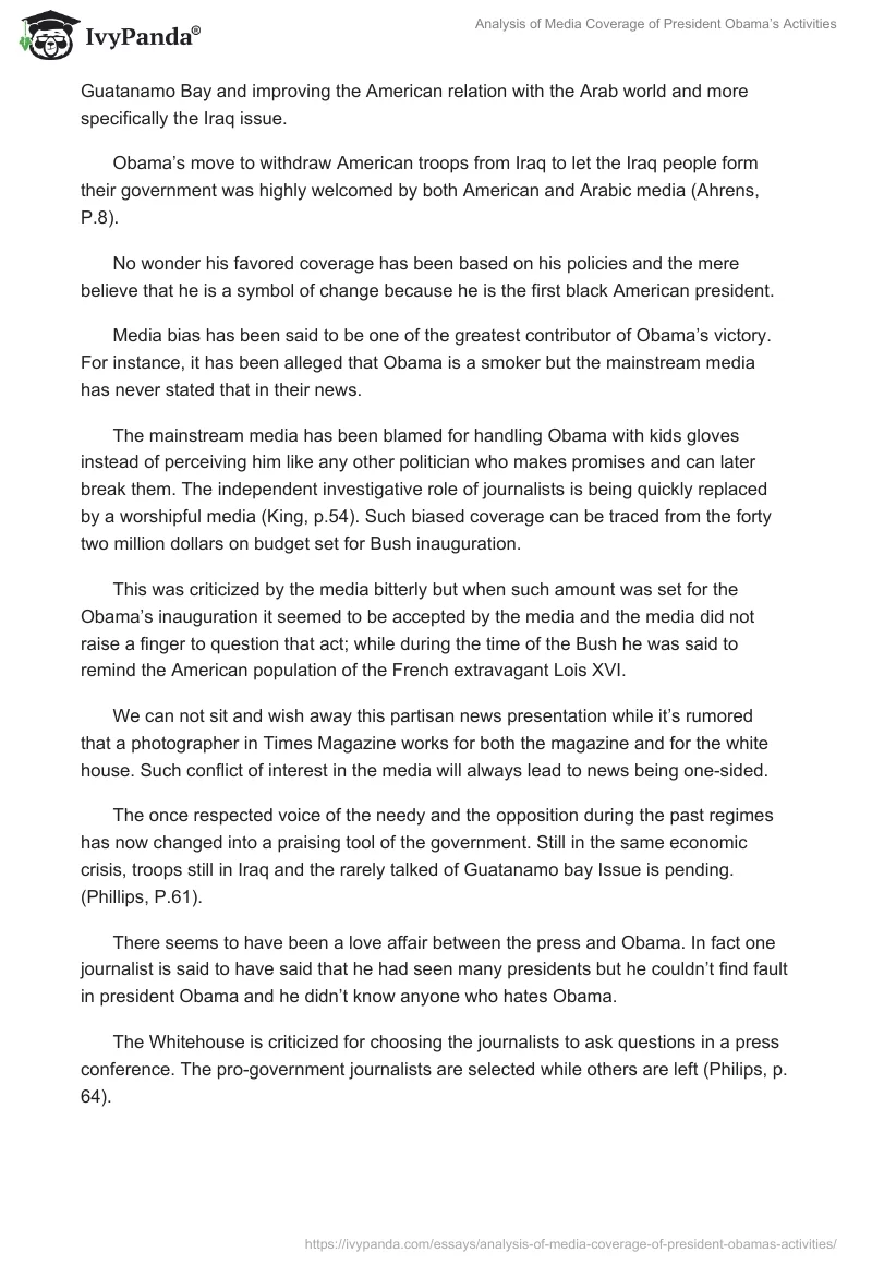Analysis of Media Coverage of President Obama’s Activities. Page 3