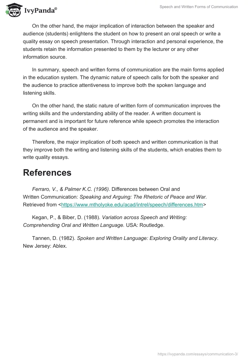 Speech and Written Forms of Communication. Page 3