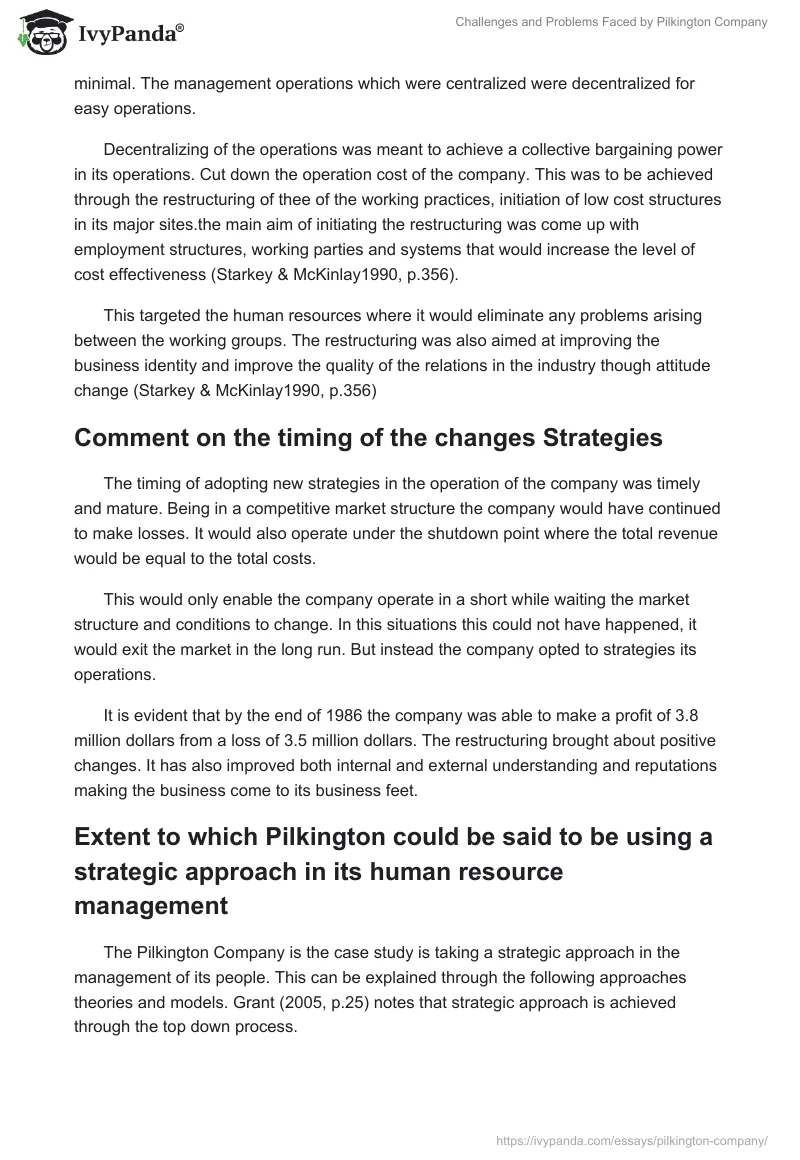 Challenges and Problems Faced by Pilkington Company. Page 3