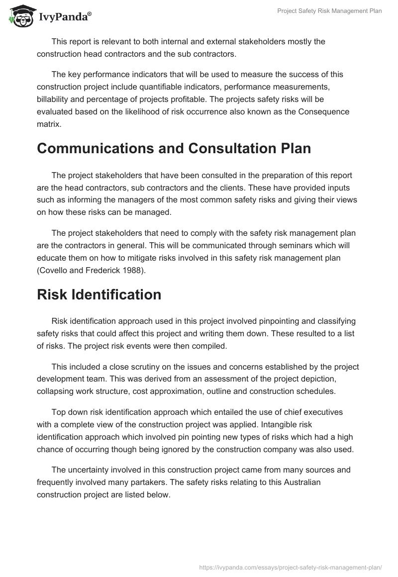 Project Safety Risk Management Plan. Page 3