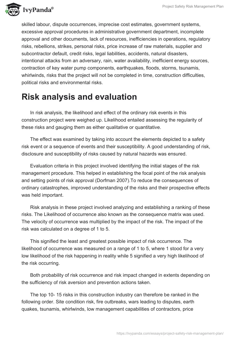 Project Safety Risk Management Plan. Page 5