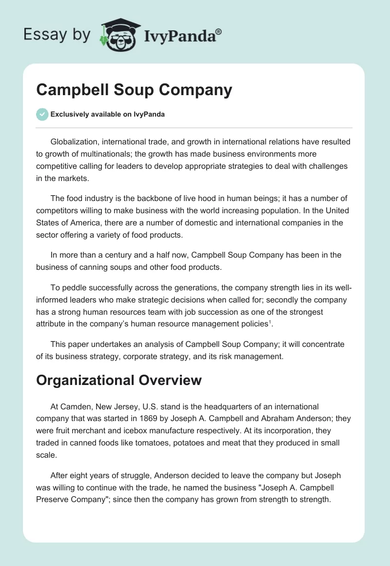 Campbell Soup Company. Page 1