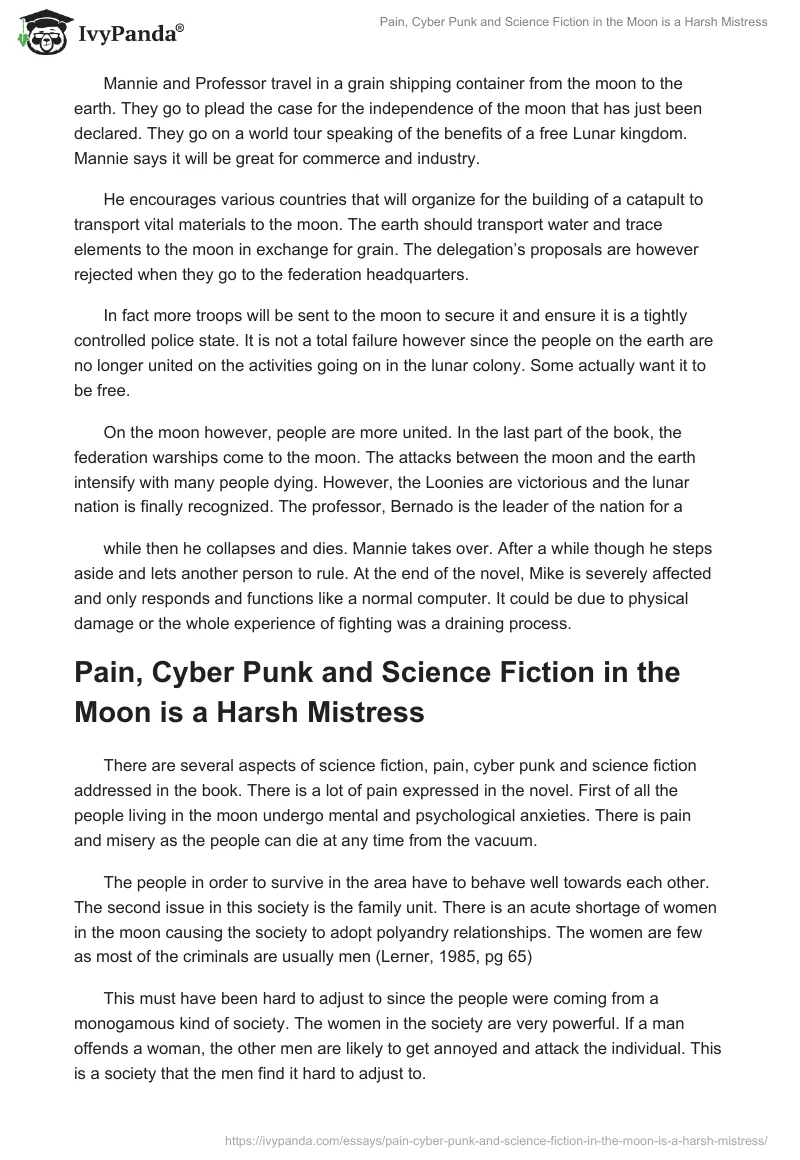 Pain, Cyber Punk and Science Fiction in the Moon is a Harsh Mistress. Page 2