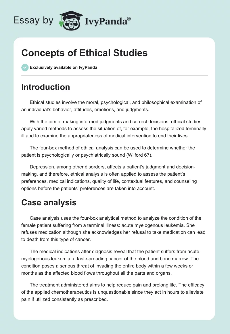 Concepts of Ethical Studies. Page 1