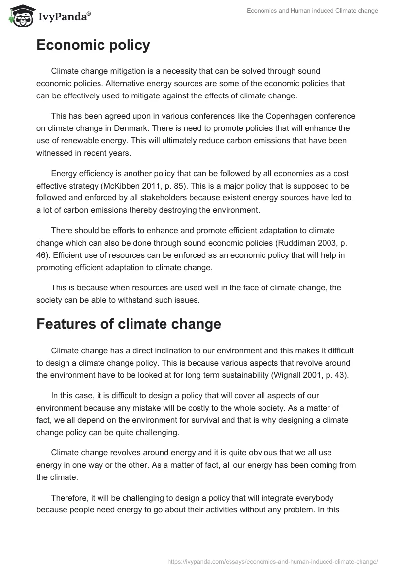 Economics and Human Induced Climate Change. Page 2
