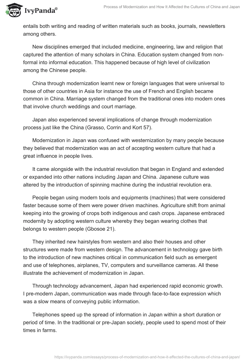 Process of Modernization and How It Affected the Cultures of China and Japan. Page 3