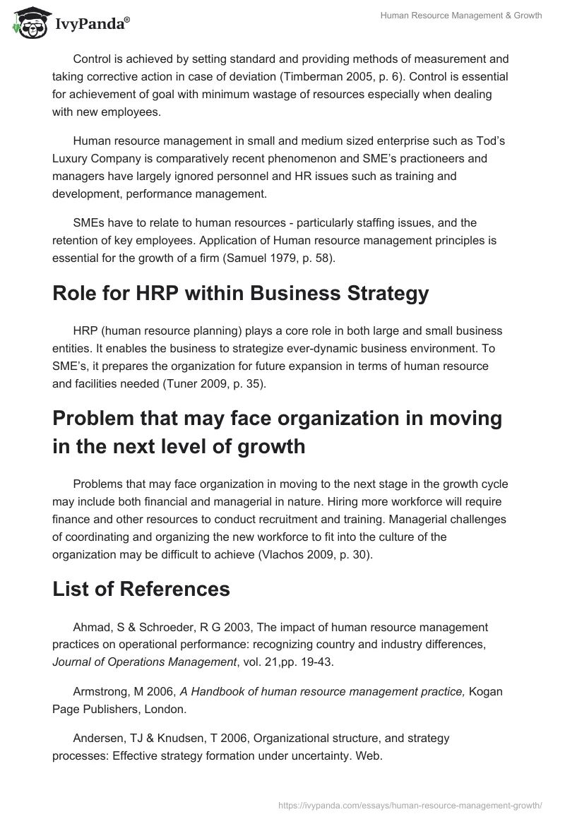 Human Resource Management & Growth. Page 3