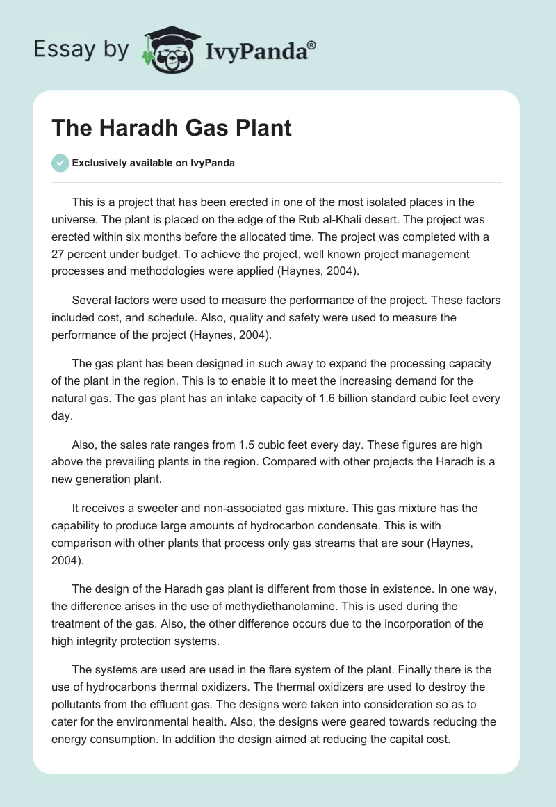 The Haradh Gas Plant. Page 1