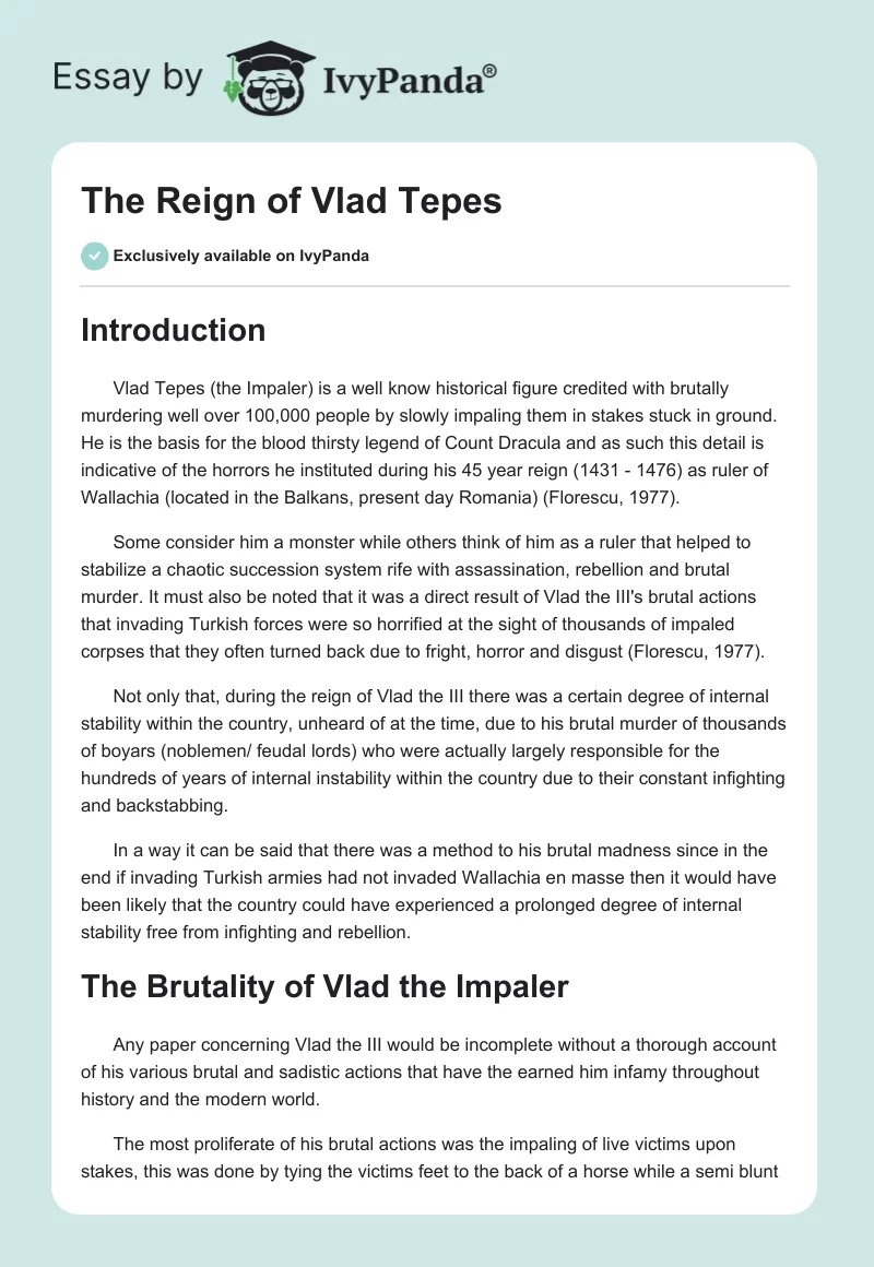 The Reign of Vlad Tepes. Page 1