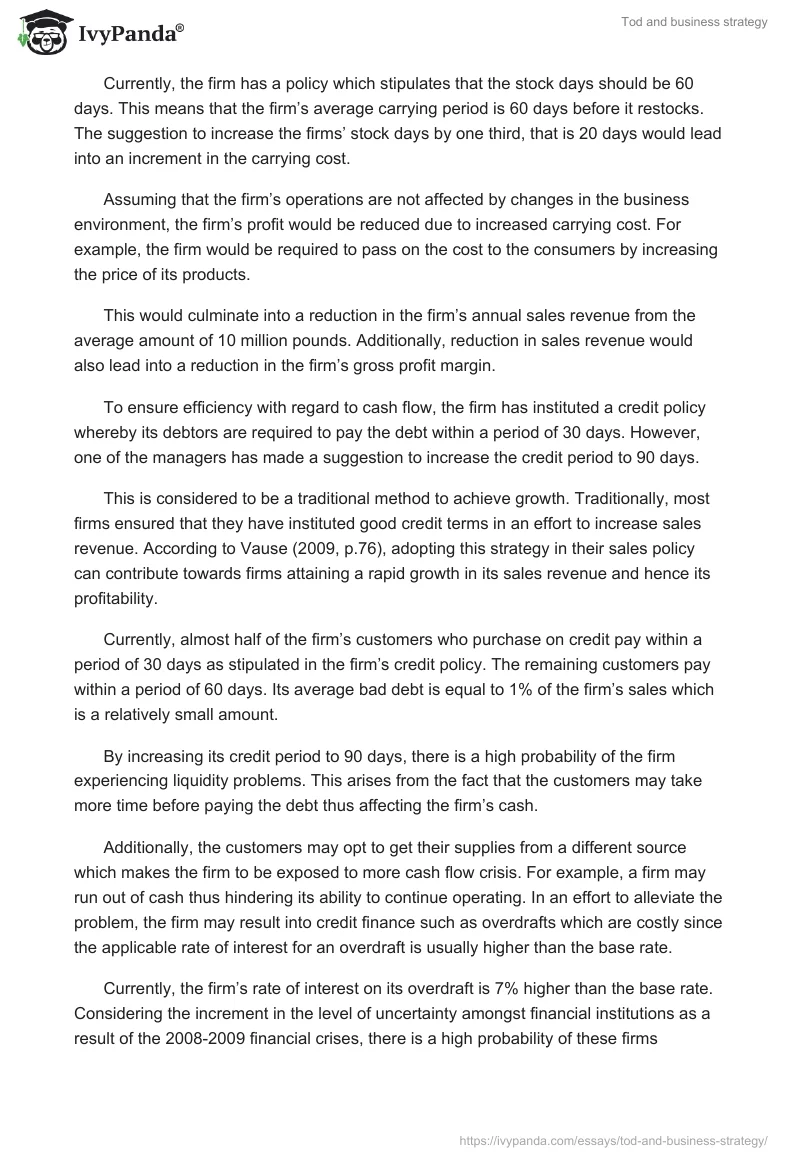 Tod and business strategy. Page 4