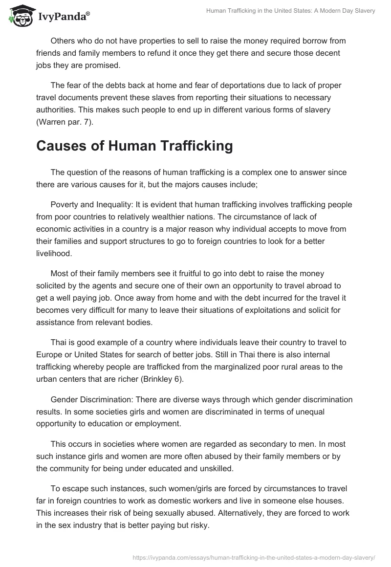 Human Trafficking in the United States: A Modern Day Slavery. Page 3