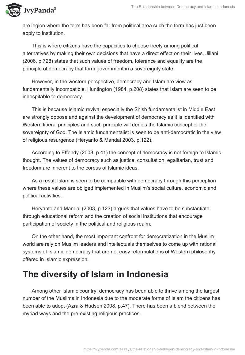 The Relationship Between Democracy and Islam in Indonesia. Page 2