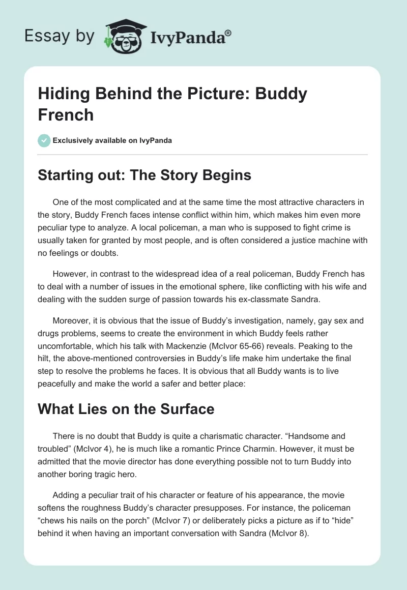 Hiding Behind the Picture: Buddy French. Page 1