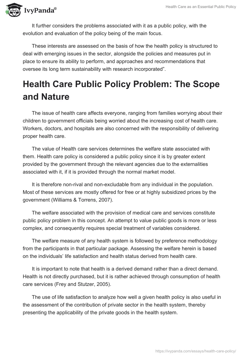 Health Care as an Essential Public Policy. Page 2