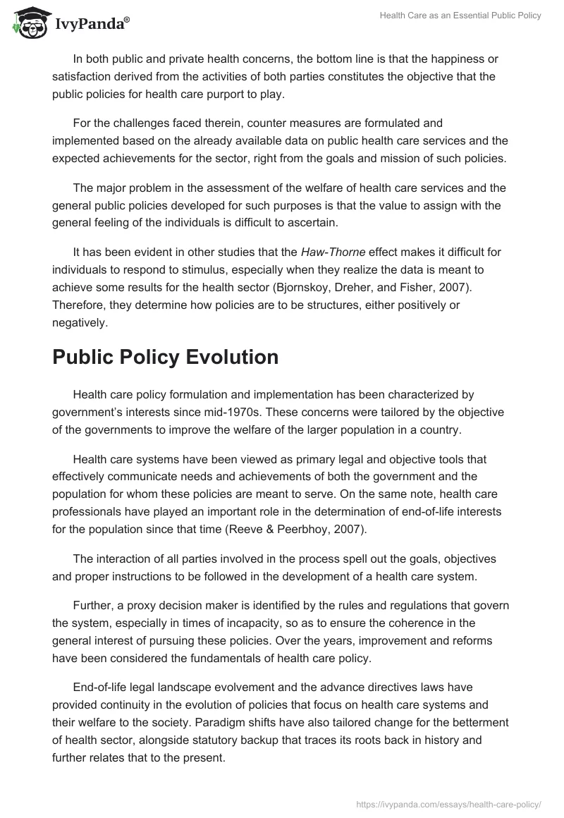 Health Care as an Essential Public Policy. Page 3