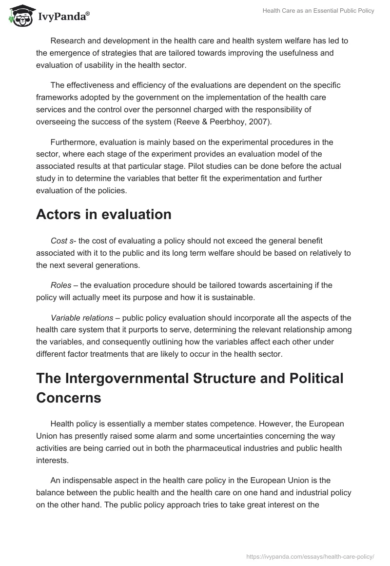 Health Care as an Essential Public Policy. Page 4