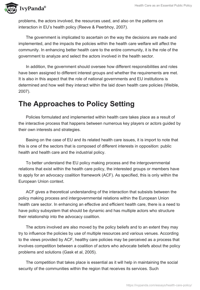 Health Care as an Essential Public Policy. Page 5