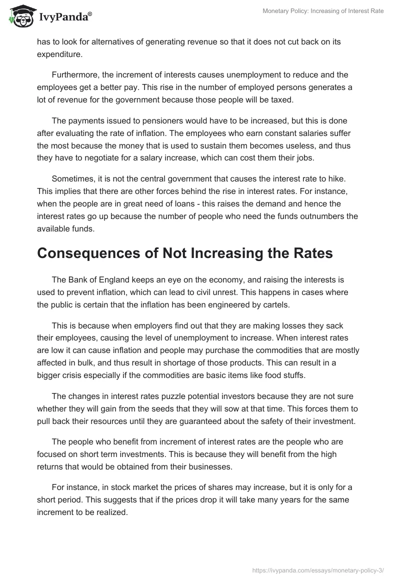 Monetary Policy: Increasing of Interest Rate. Page 3