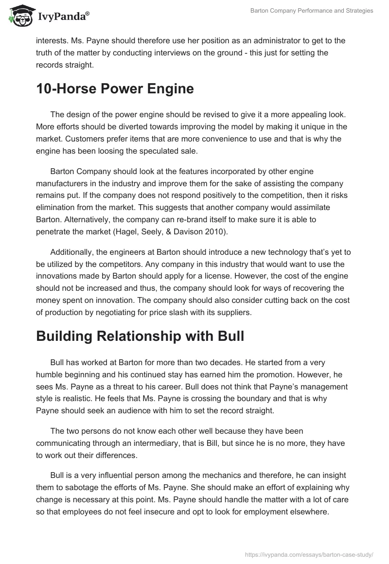 Barton Company Performance and Strategies. Page 3