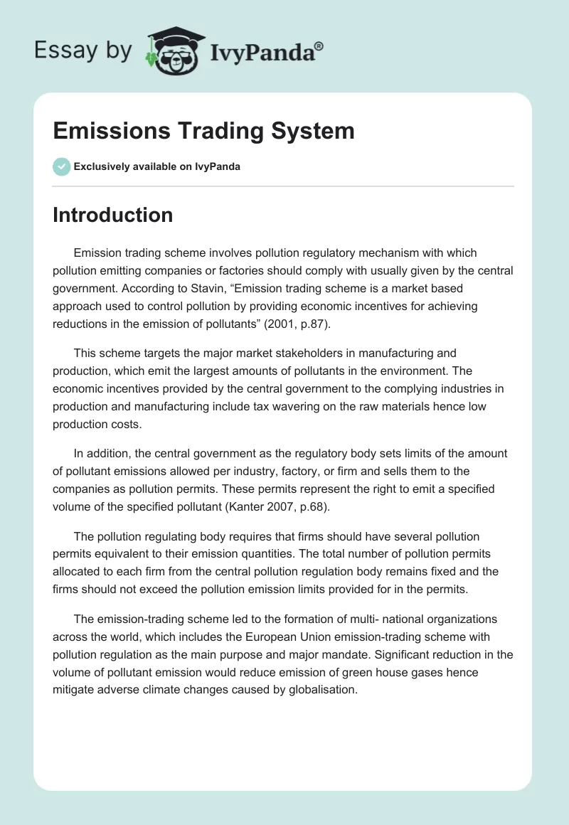 Emissions Trading System. Page 1