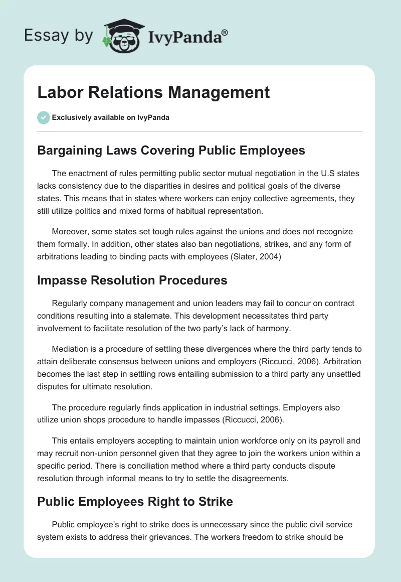 Labor Relations Management. Page 1