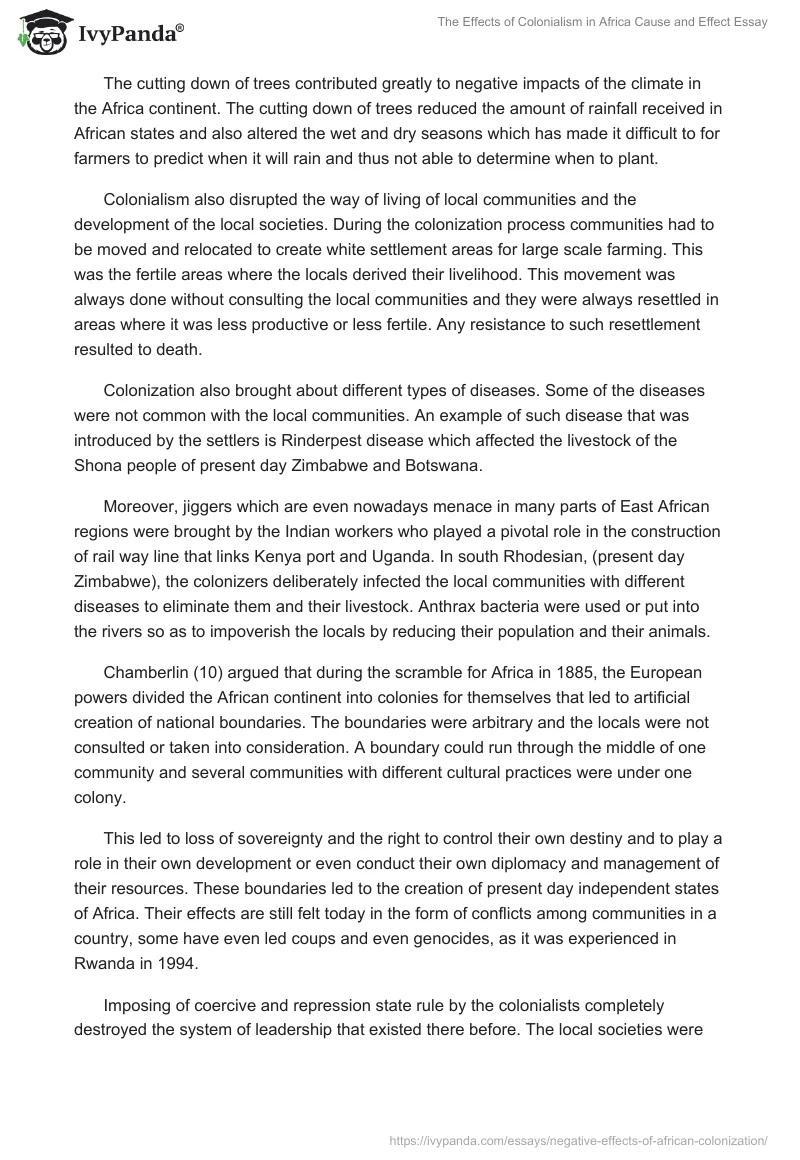 The Effects of Colonialism in Africa Cause and Effect Essay. Page 2