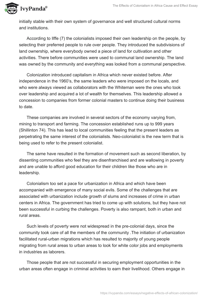 The Effects of Colonialism in Africa Cause and Effect Essay. Page 3