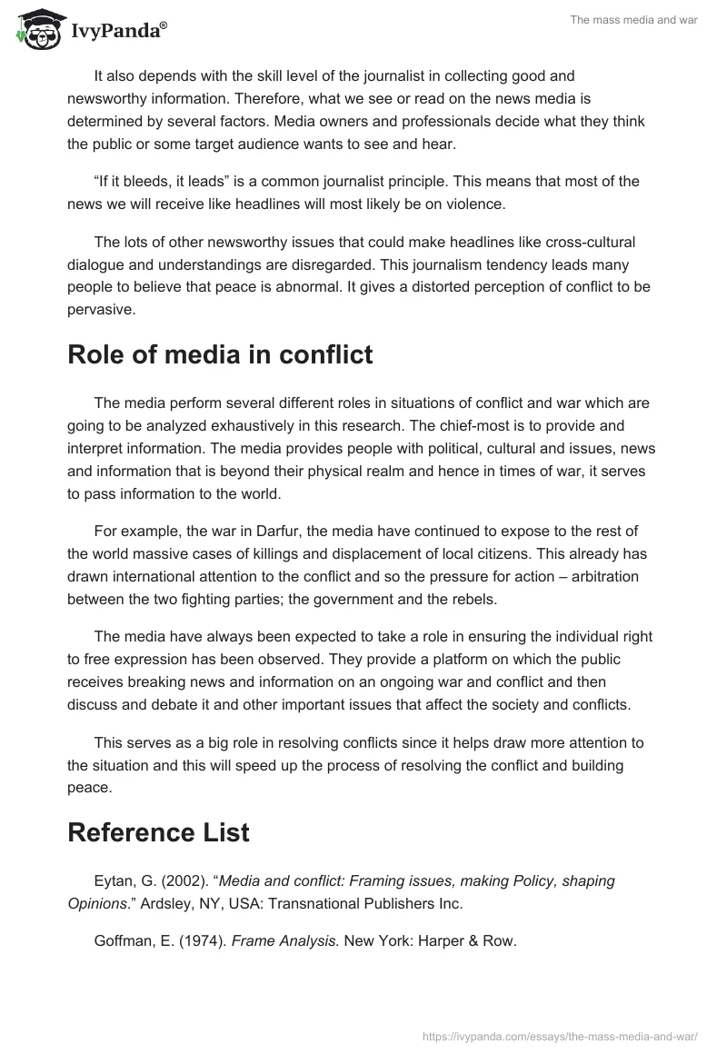 The Mass Media and War. Page 2