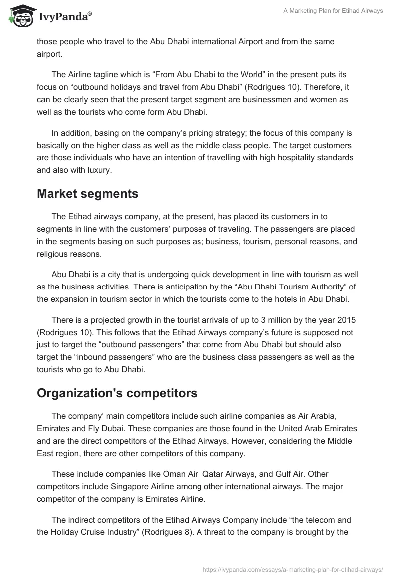 A Marketing Plan for Etihad Airways. Page 4