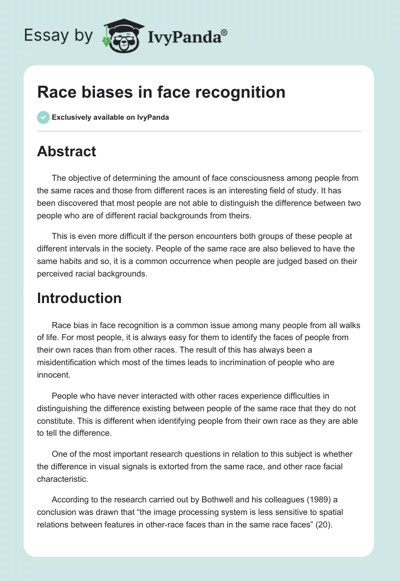 Race biases in face recognition. Page 1