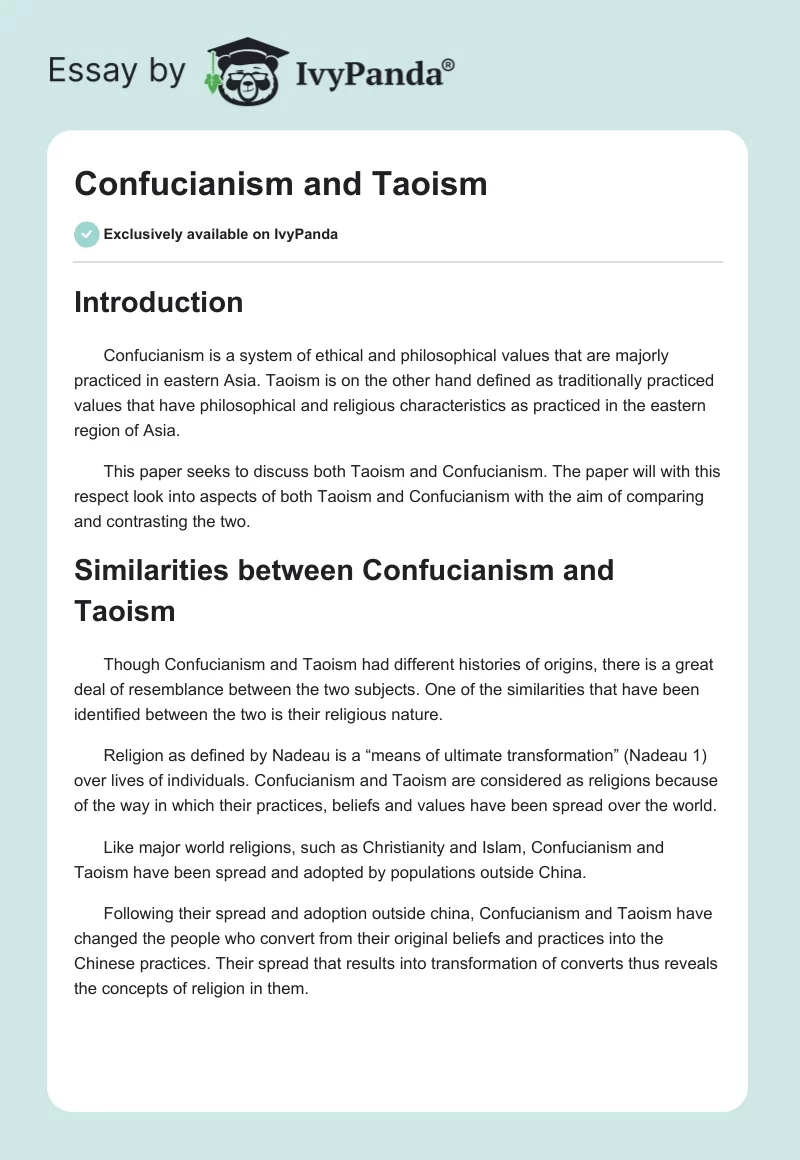 Confucianism and Taoism. Page 1