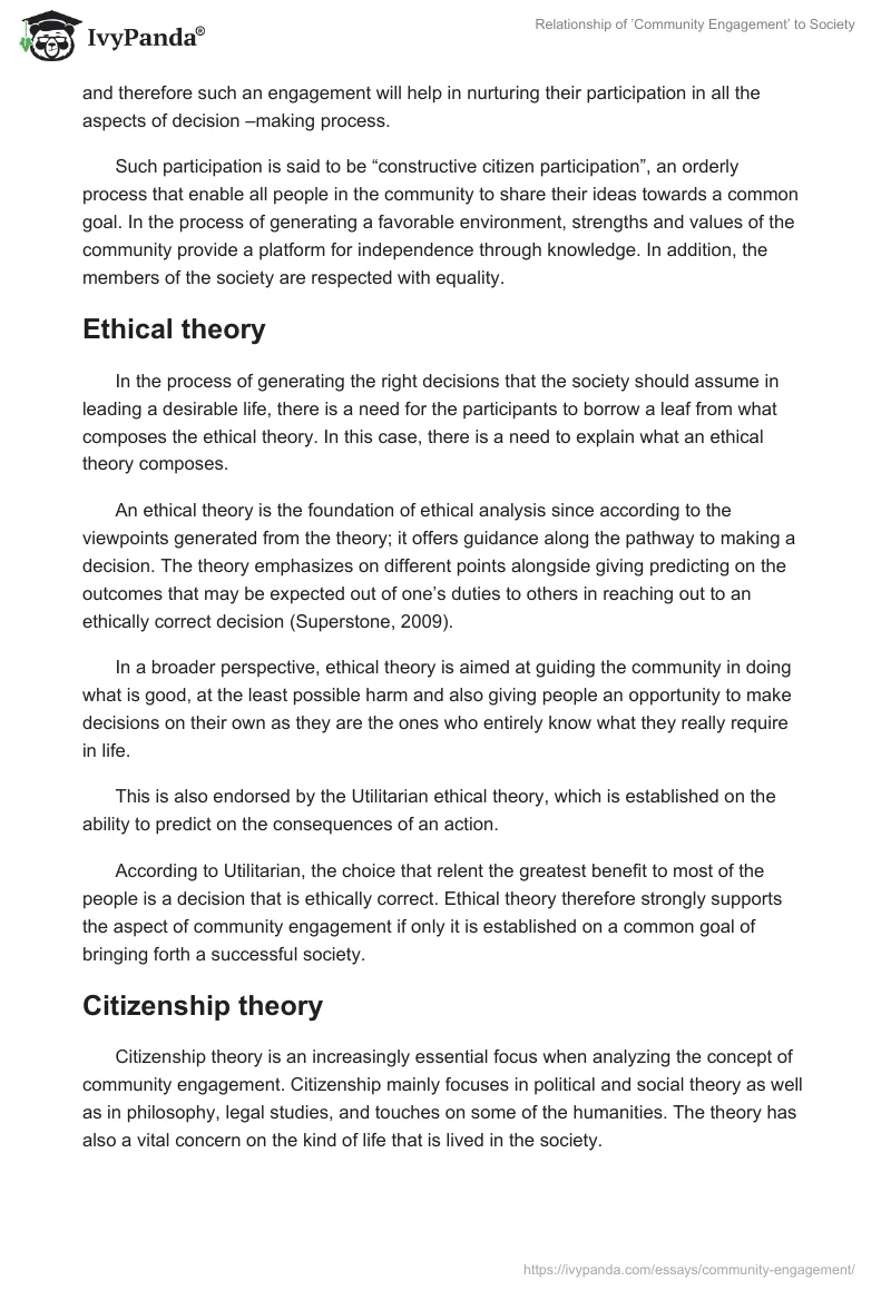 Relationship of ’Community Engagement’ to Society. Page 3