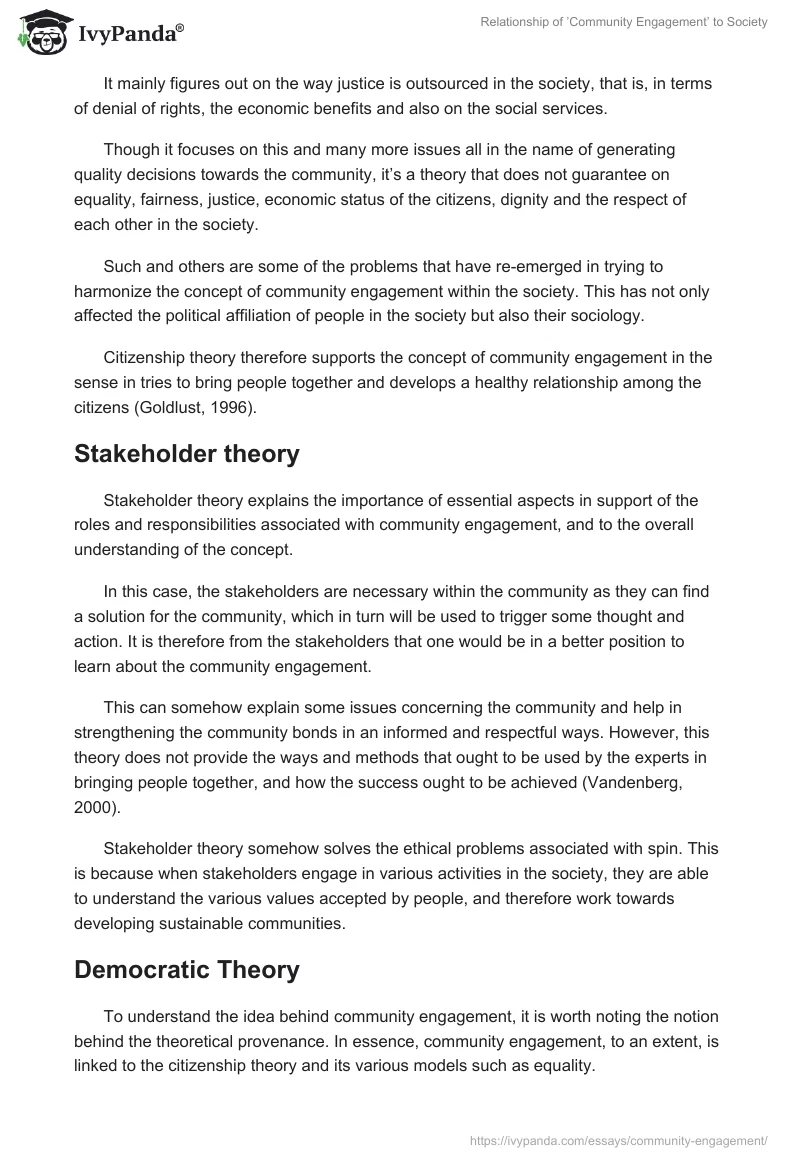 Relationship of ’Community Engagement’ to Society. Page 4