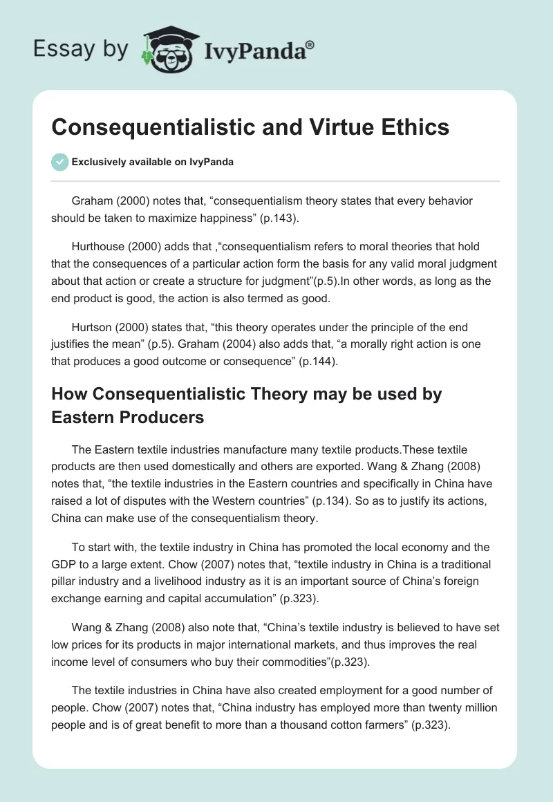 Consequentialistic and Virtue Ethics. Page 1