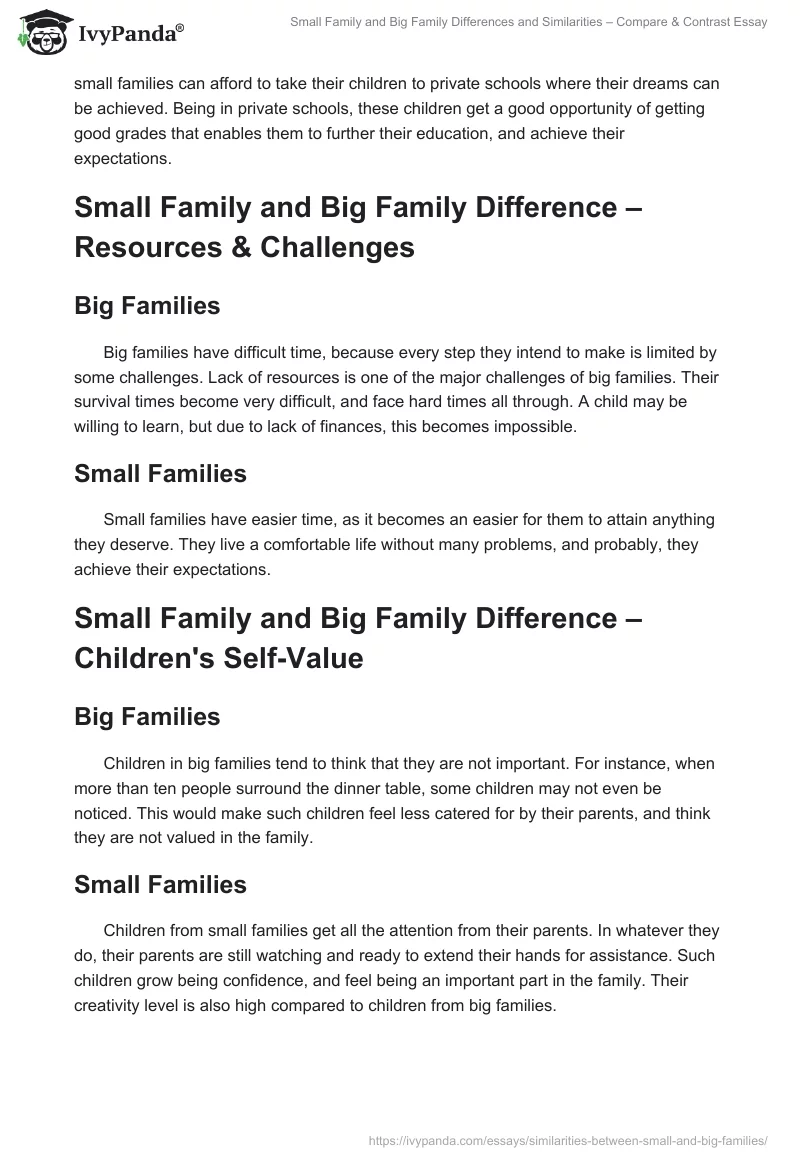 Small Family and Big Family Differences and Similarities – Compare & Contrast Essay. Page 2